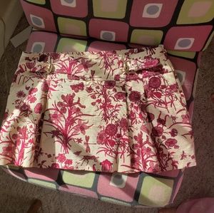 GUCCI FLORAL MINI SKIRT WITH GOLD DETAILING